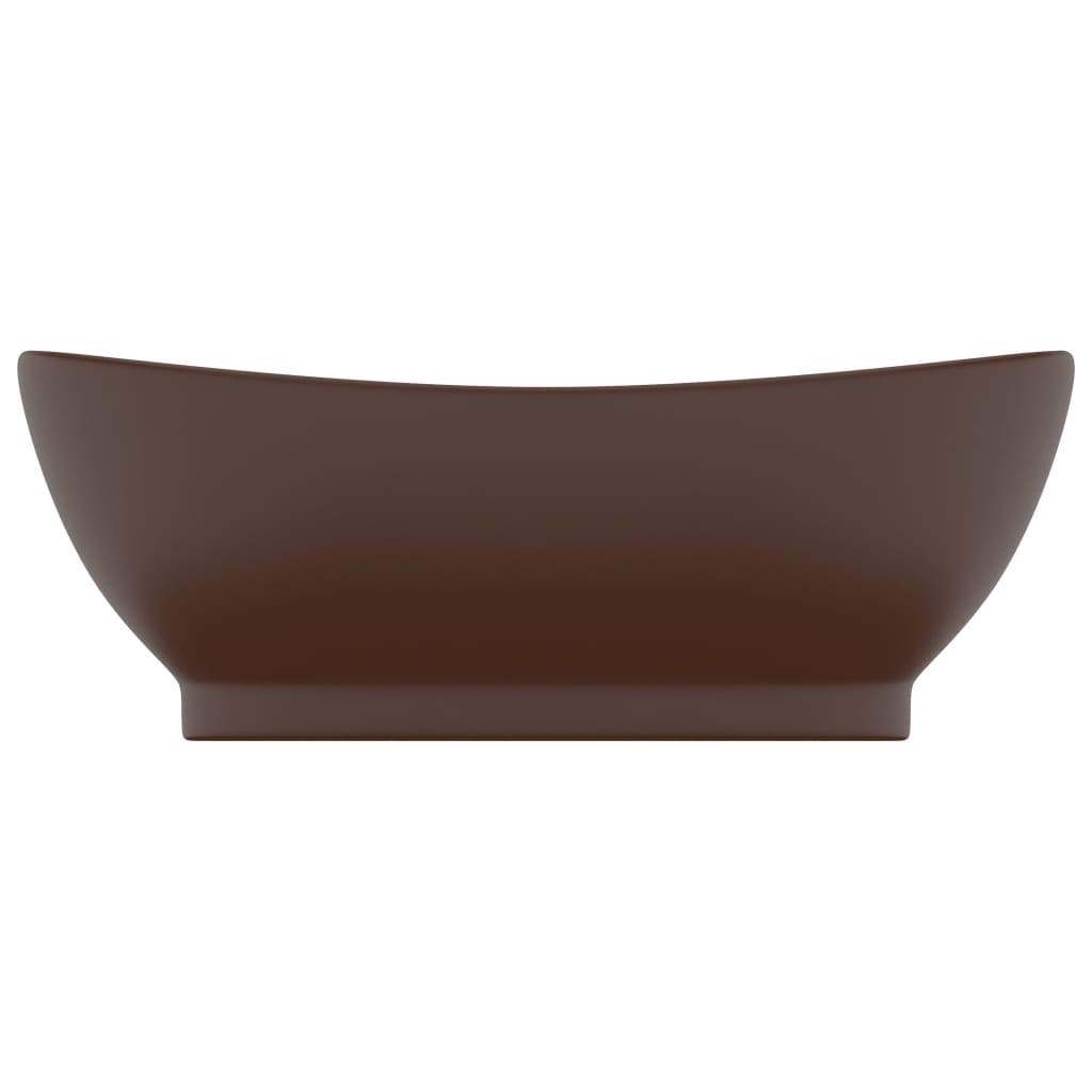Lavabo con Troppopieno Ovale Marrone Opaco 58,5x39cm Ceramica