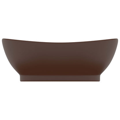 Lavabo con Troppopieno Ovale Marrone Opaco 58,5x39cm Ceramica