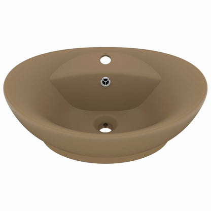 Lavandino con Troppopieno Ovale Crema Opaco 58,5x39cm Ceramica - homemem39