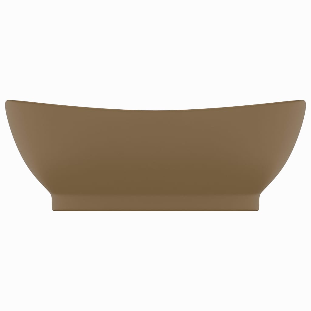 Lavandino con Troppopieno Ovale Crema Opaco 58,5x39cm Ceramica - homemem39