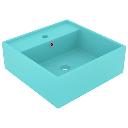 Lavabo Troppopieno Quadrato Verde Chiaro Opaco 41x41cm Ceramica