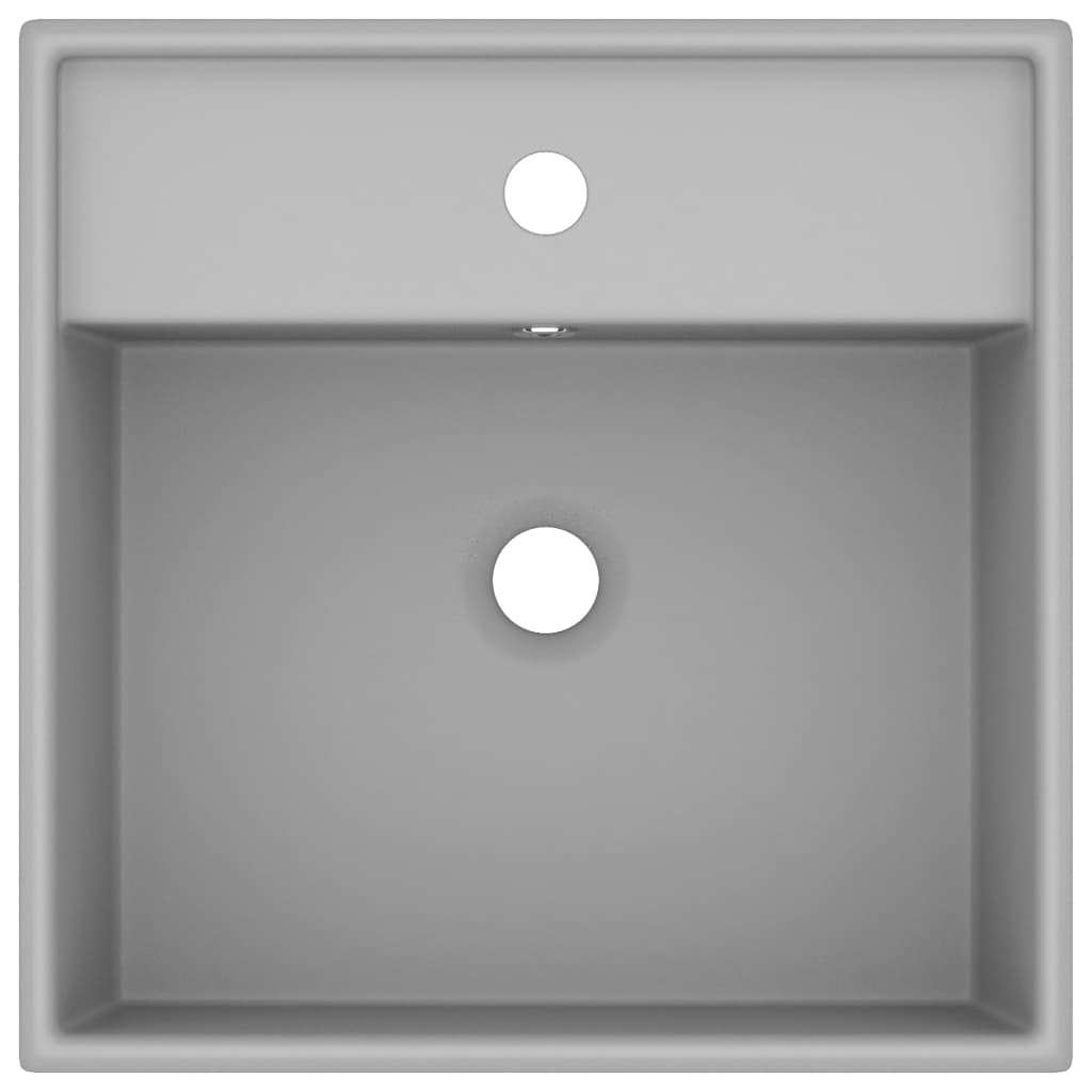 Lavabo con Troppopieno Cubico Grigio Opaco 41x41 cm in Ceramica | homemem39