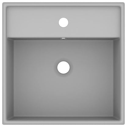 Lavabo con Troppopieno Cubico Grigio Opaco 41x41 cm in Ceramica - homemem39