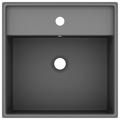 Lavabo con Troppopieno Quadrato Grigio Opaco 41x41 cm Ceramica | homemem39