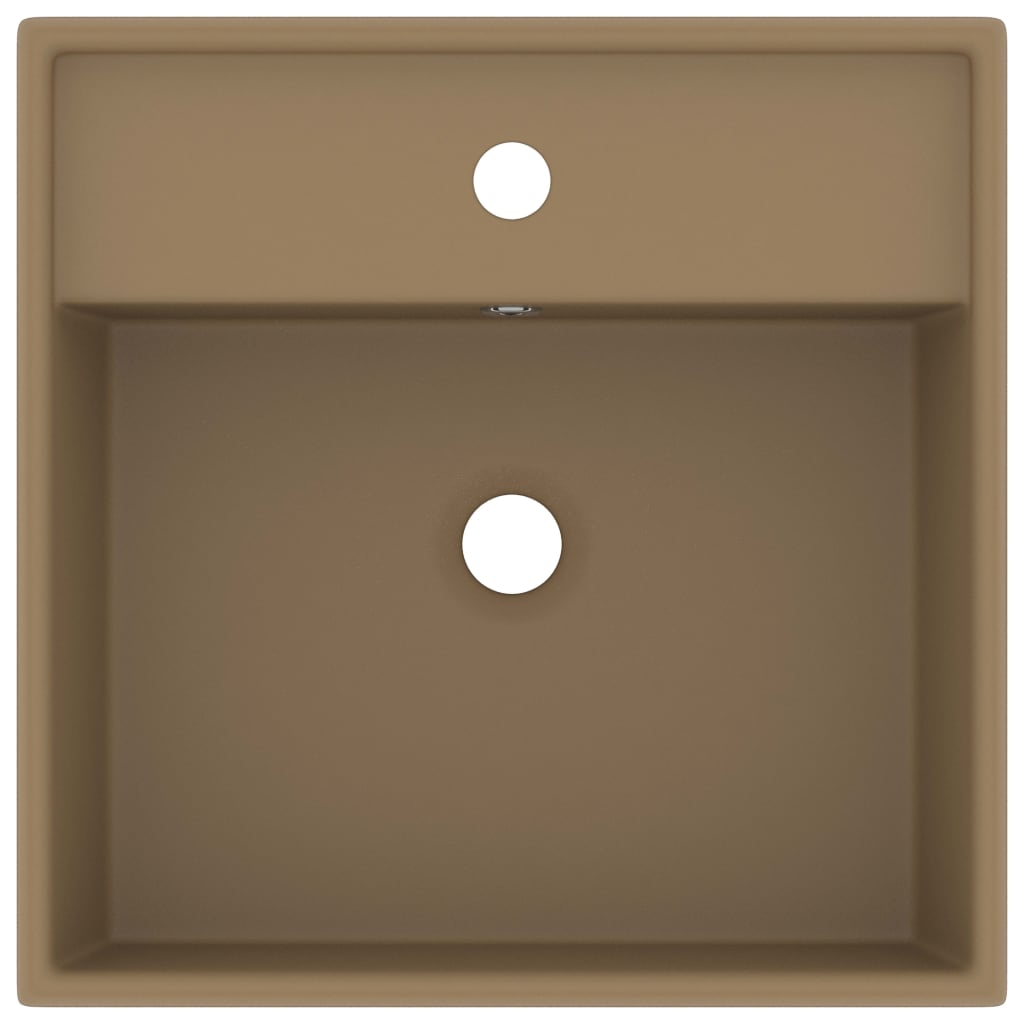 Lavabo Troppopieno Quadrato Crema Opaco 41x41cm Ceramica | homemem39