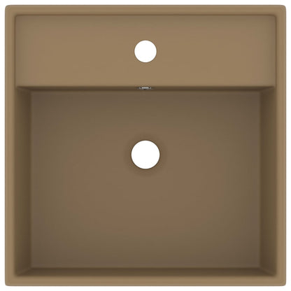 Lavabo Troppopieno Quadrato Crema Opaco 41x41cm Ceramica | homemem39