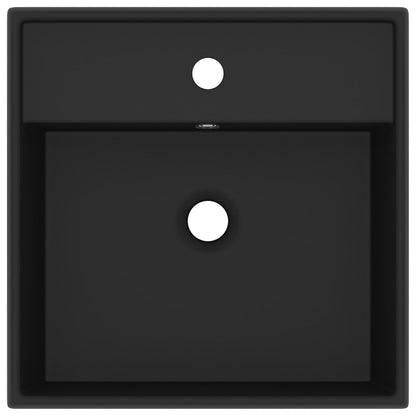 Lavabo Troppopieno Quadrato Nero Opaco 41x41cm Ceramica | homemem39