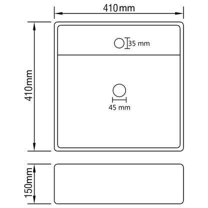 Lavabo Troppopieno Quadrato Nero Opaco 41x41cm Ceramica | homemem39