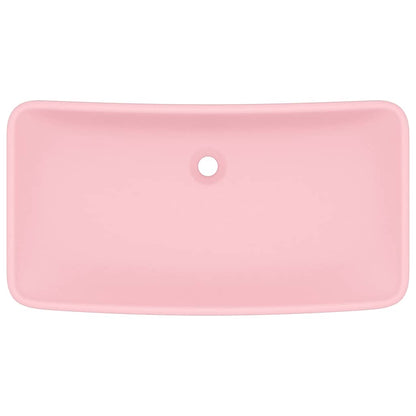Lavandino Lusso Rettangolare Rosa Opaco 71x38 cm in Ceramica - homemem39