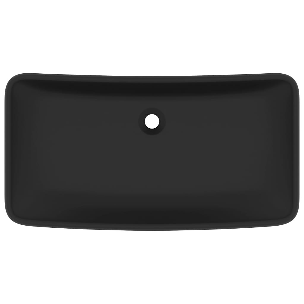 Lavandino Lusso Rettangolare Nero Opaco 71x38 cm in Ceramica - homemem39