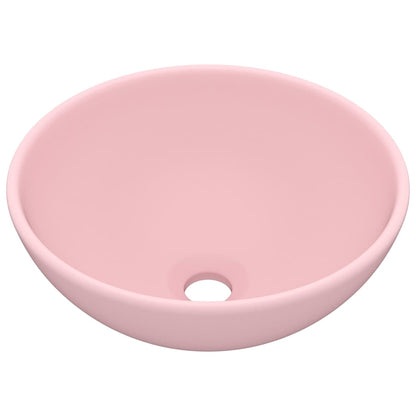 Lavandino Lusso Rotondo Rosa Opaco 32,5x14 cm in Ceramica | homemem39