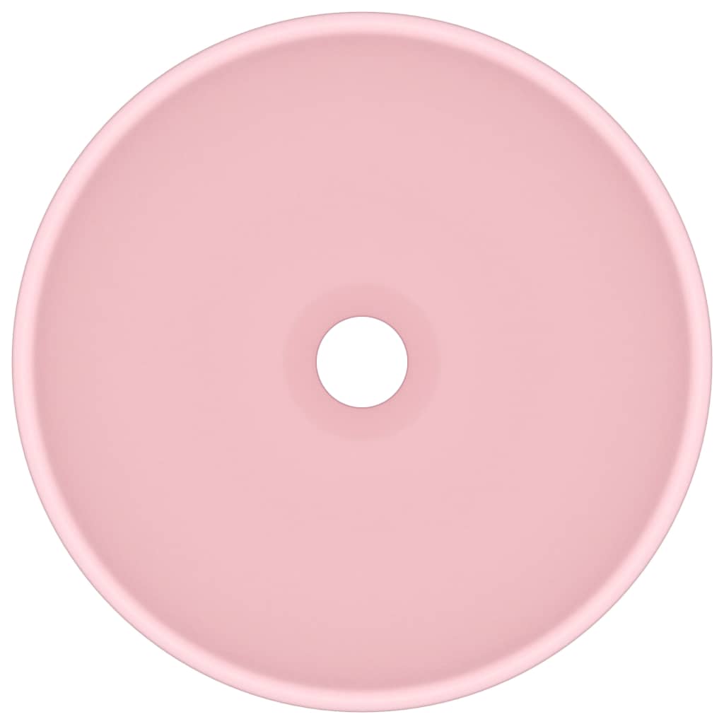 Lavandino Lusso Rotondo Rosa Opaco 32,5x14 cm in Ceramica | homemem39