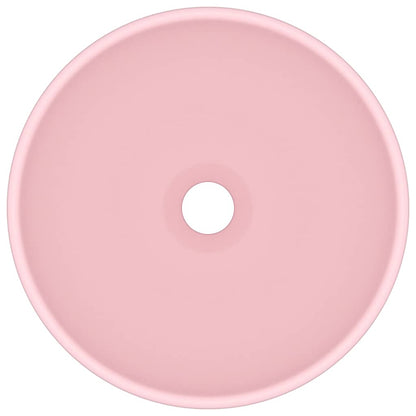 Lavandino Lusso Rotondo Rosa Opaco 32,5x14 cm in Ceramica | homemem39