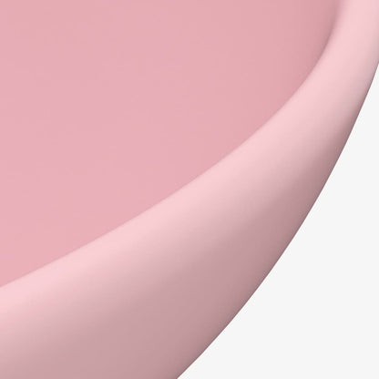 Lavandino Lusso Rotondo Rosa Opaco 32,5x14 cm in Ceramica | homemem39