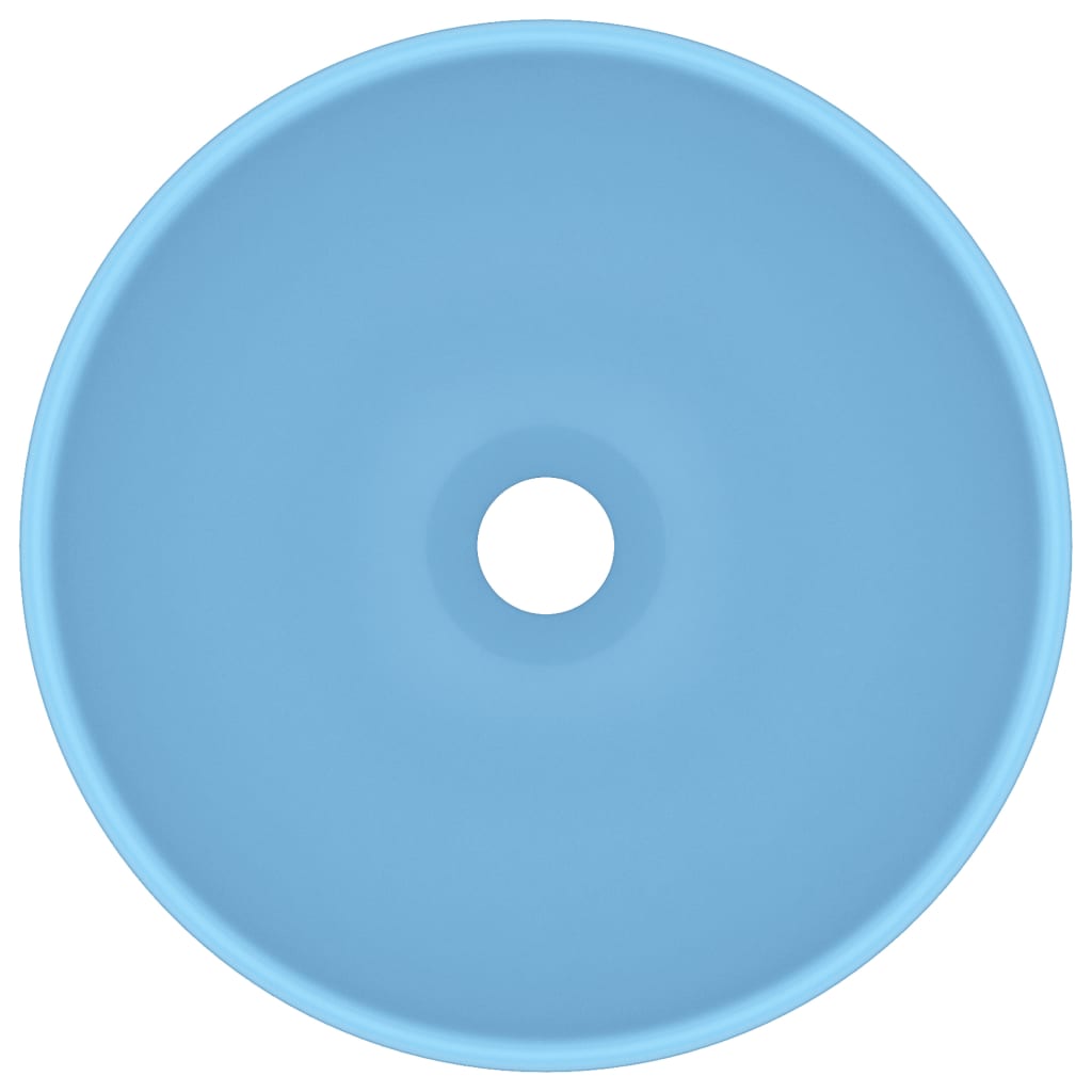 Lavandino Lusso Rotondo Azzurro Opaco 32,5x14 cm in Ceramica - homemem39