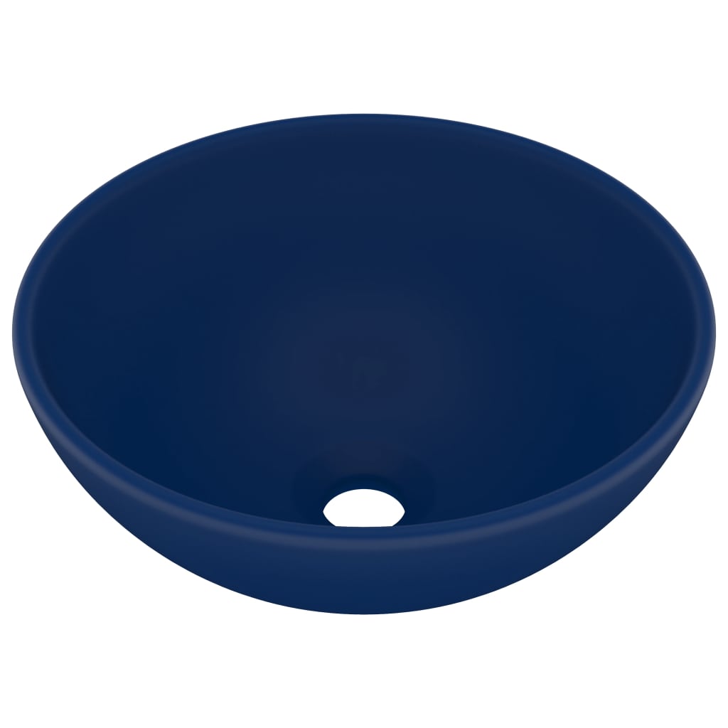 Lavandino Lusso Rotondo Blu Scuro Opaco 32,5x14 cm in Ceramica - homemem39