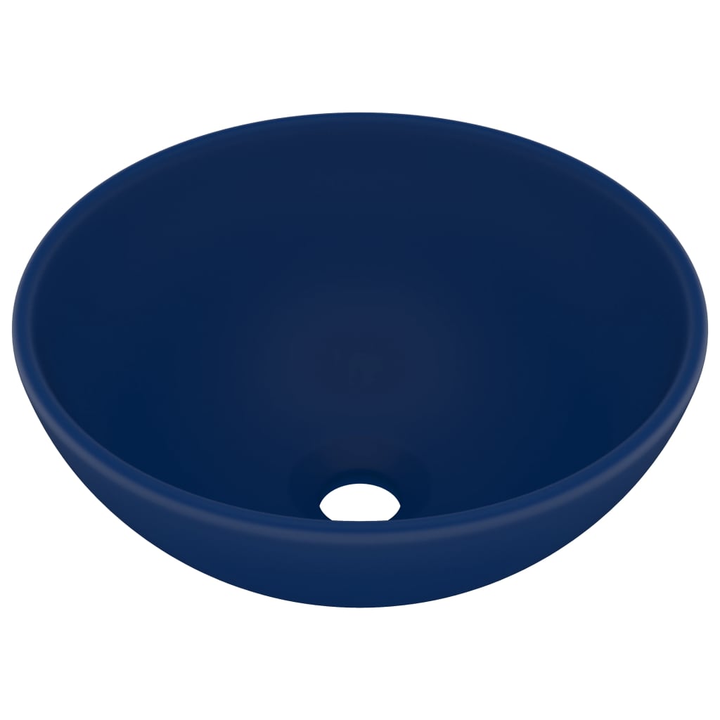 Lavandino Lusso Rotondo Blu Scuro Opaco 32,5x14 cm in Ceramica - homemem39