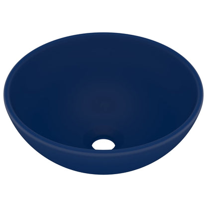 Lavandino Lusso Rotondo Blu Scuro Opaco 32,5x14 cm in Ceramica - homemem39