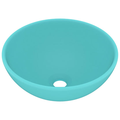 Lavandino Lusso Rotondo Verde Chiaro Opaco 32,5x14 cm Ceramica - homemem39