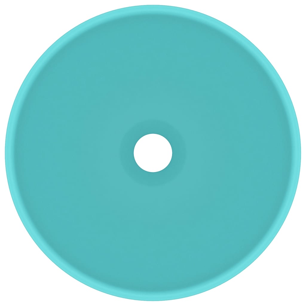 Lavandino Lusso Rotondo Verde Chiaro Opaco 32,5x14 cm Ceramica - homemem39