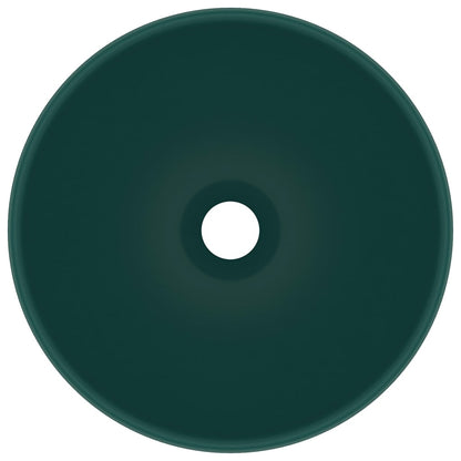 Lavandino Lusso Rotondo Verde Scuro Opaco 32,5x14 cm Ceramica - homemem39