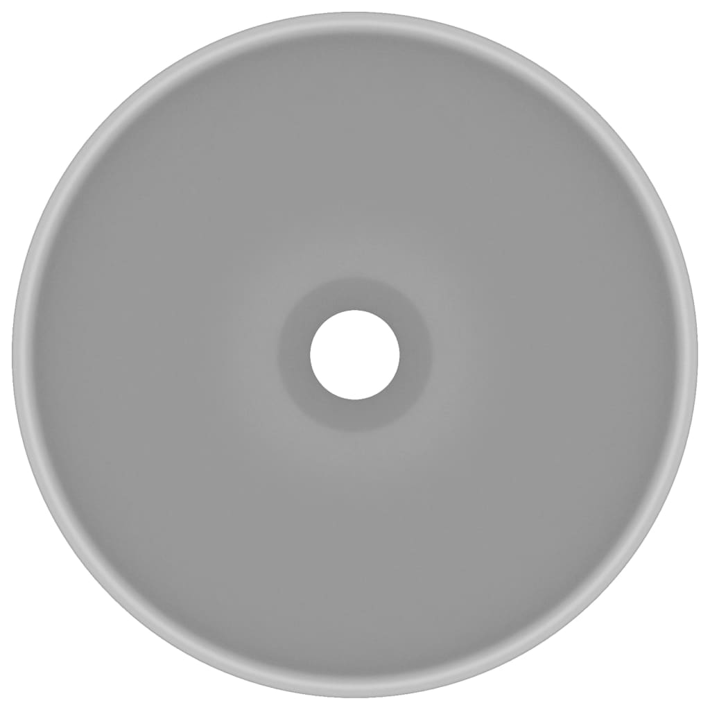 Lavandino Lusso Rotondo Grigio Chiaro Opaco 32,5x14 cm Ceramica - homemem39