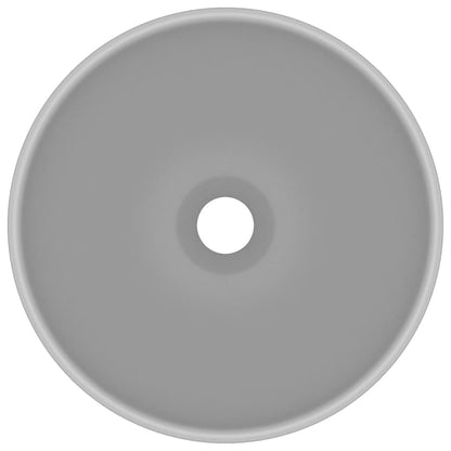 Lavandino Lusso Rotondo Grigio Chiaro Opaco 32,5x14 cm Ceramica - homemem39