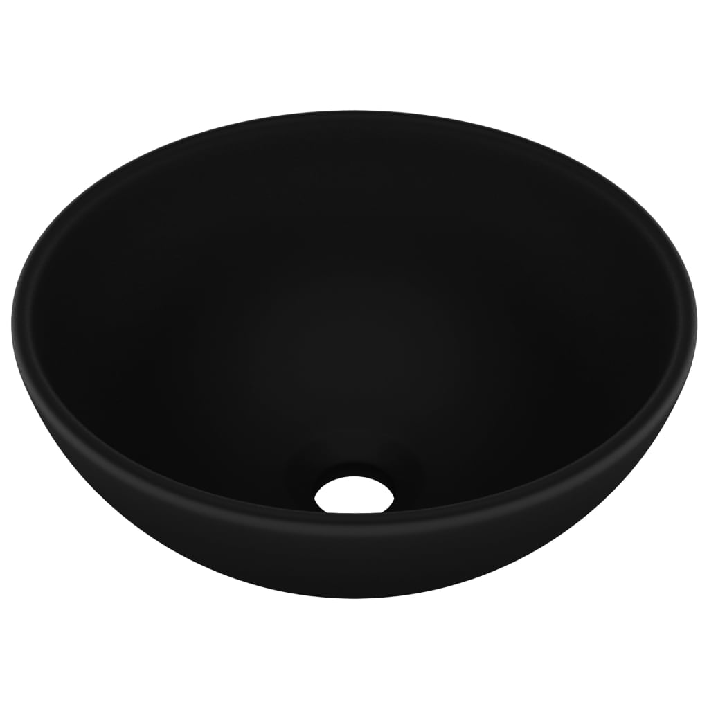 Lavandino Lusso Rotondo Nero Opaco 32,5x14 cm in Ceramica | homemem39