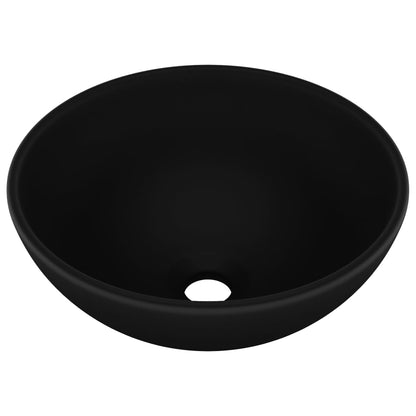 Lavandino Lusso Rotondo Nero Opaco 32,5x14 cm in Ceramica | homemem39