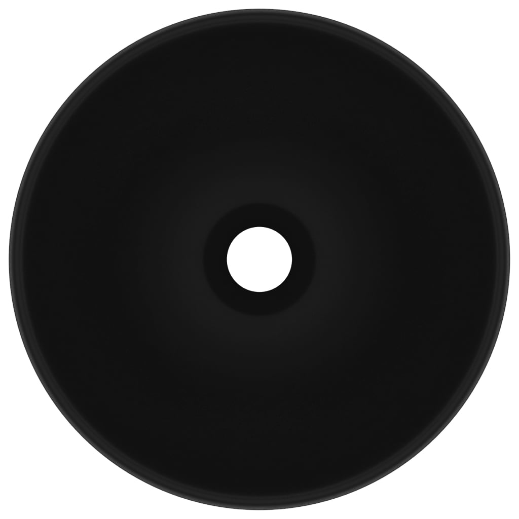 Lavandino Lusso Rotondo Nero Opaco 32,5x14 cm in Ceramica | homemem39