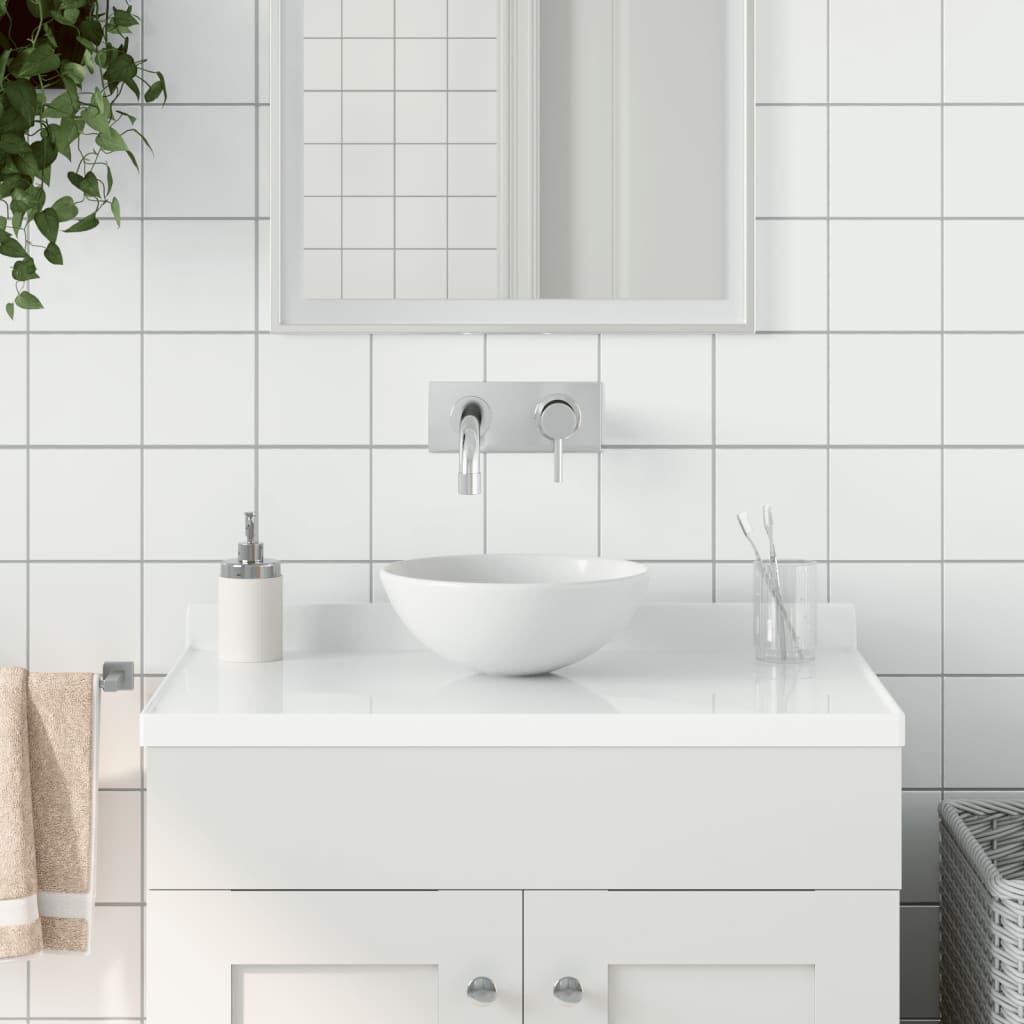 Lavandino da Bagno in Ceramica Bianco Opaco Rotondo - homemem39
