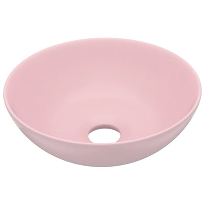 Lavandino da Bagno in Ceramica Rosa Opaco Rotondo