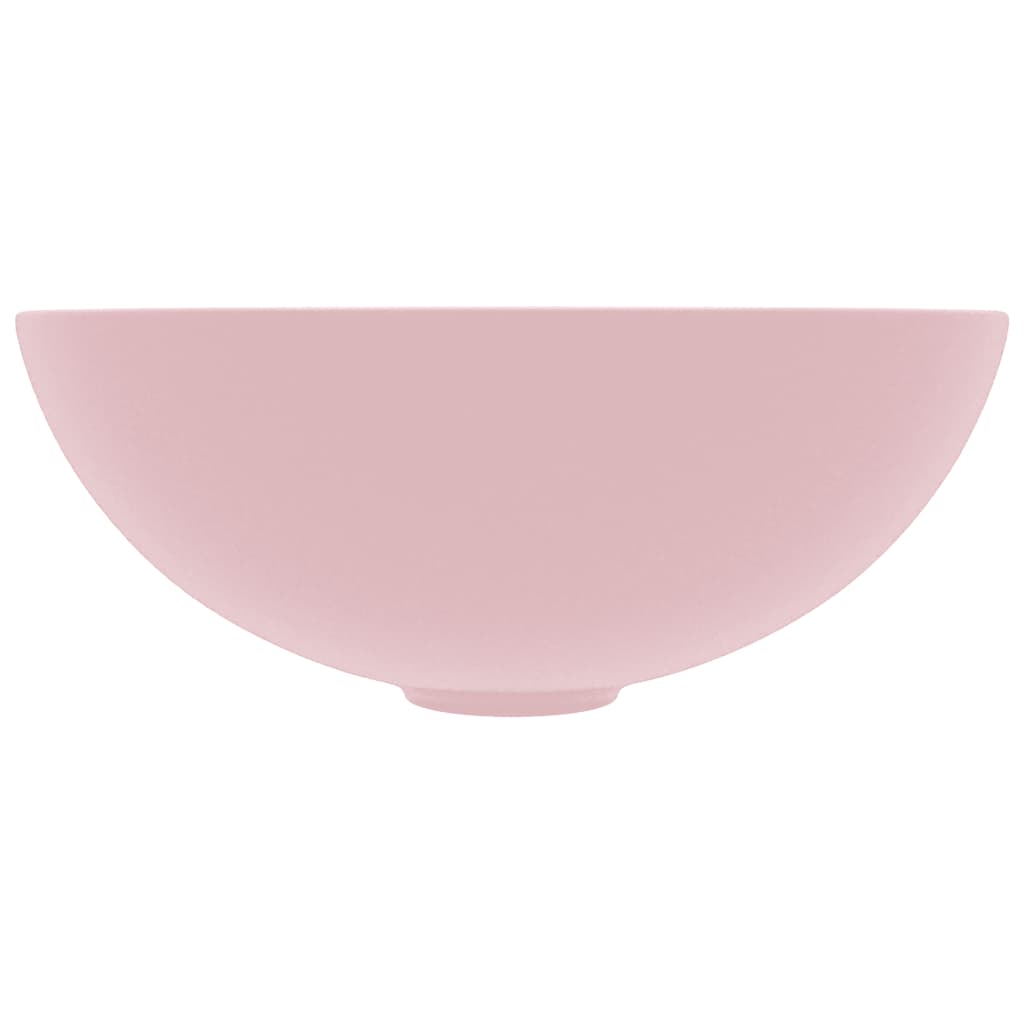 Lavandino da Bagno in Ceramica Rosa Opaco Rotondo