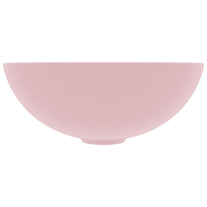 Lavandino da Bagno in Ceramica Rosa Opaco Rotondo