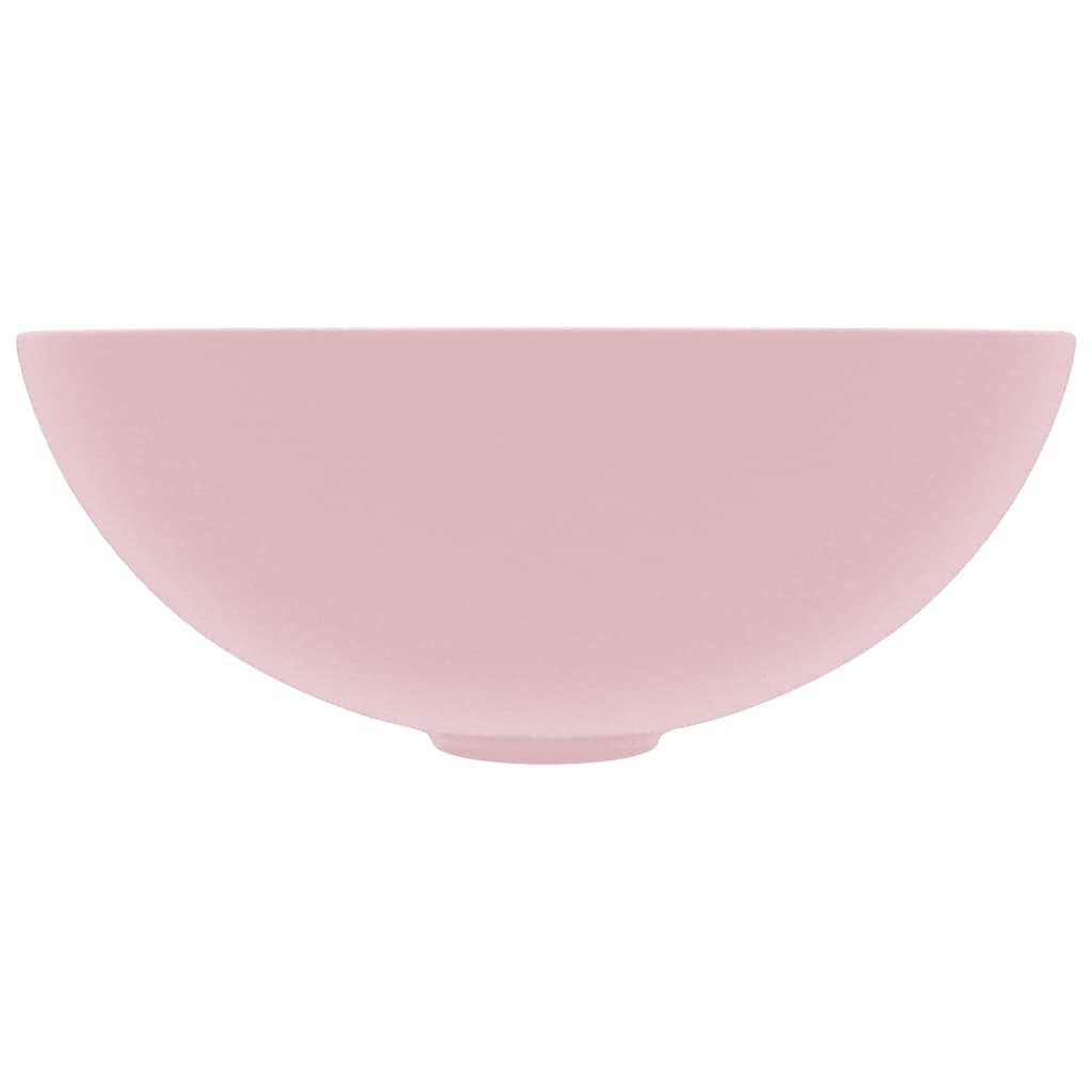 Lavandino da Bagno in Ceramica Rosa Opaco Rotondo - homemem39