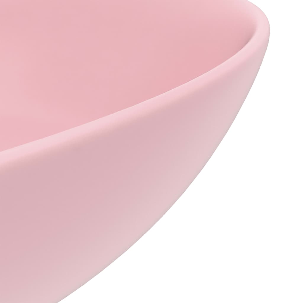 Lavandino da Bagno in Ceramica Rosa Opaco Rotondo