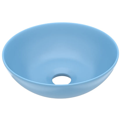 Lavandino da Bagno in Ceramica Azzurro Rotondo