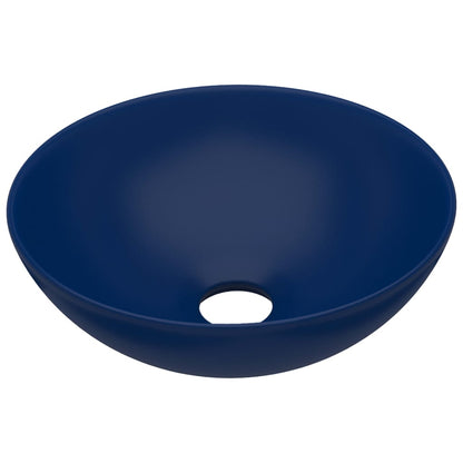 Lavandino da Bagno in Ceramica Blu Scuro Rotondo