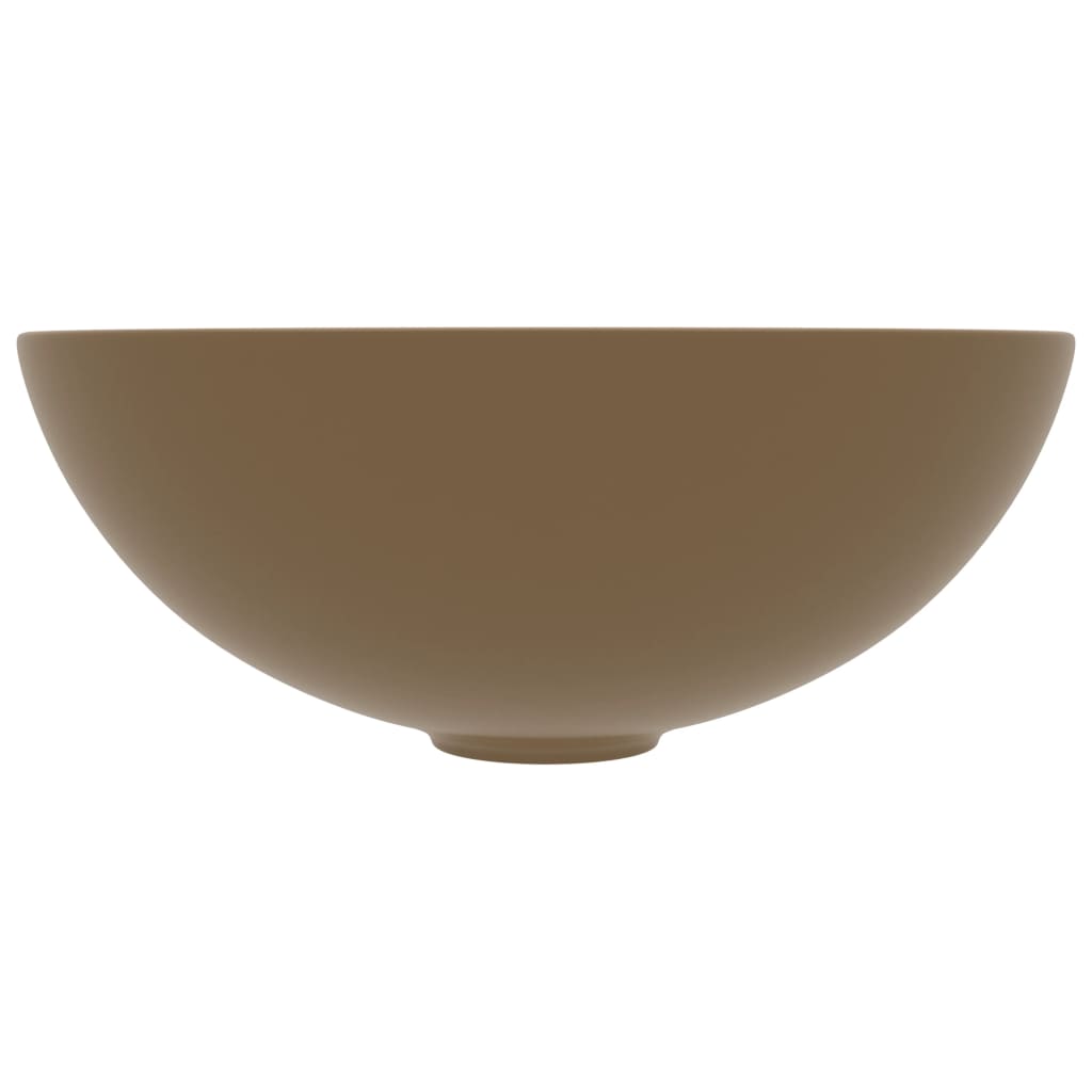 Lavandino da Bagno in Ceramica Crema Opaco Rotondo - homemem39