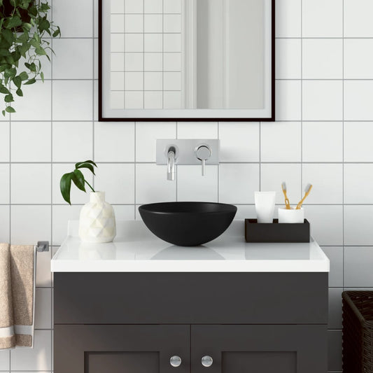 Lavandino da Bagno in Ceramica Nero Opaco Rotondo - homemem39
