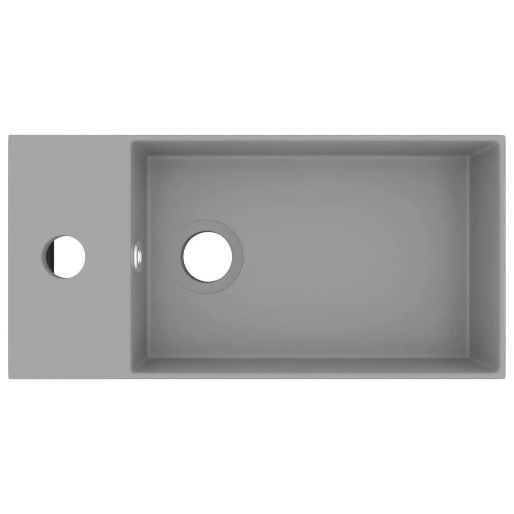 Lavandino con Troppopieno in Ceramica Grigio Chiaro - homemem39