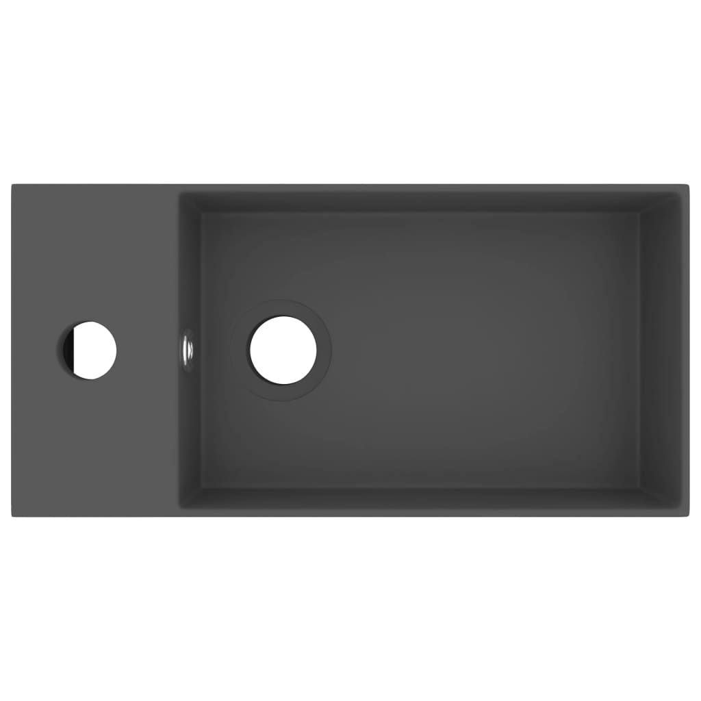 Lavandino con Troppopieno in Ceramica Grigio Scuro - homemem39