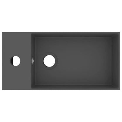 Lavandino con Troppopieno in Ceramica Grigio Scuro - homemem39