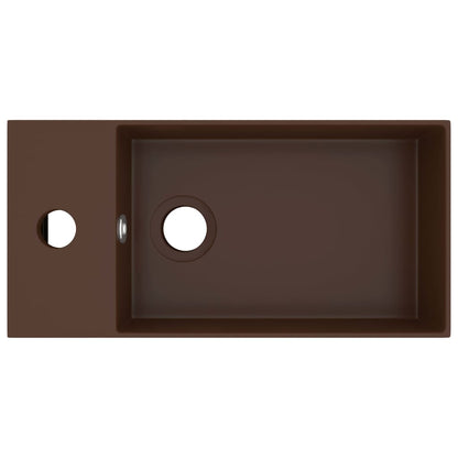 Lavandino con Troppopieno in Ceramica Marrone Scuro - homemem39