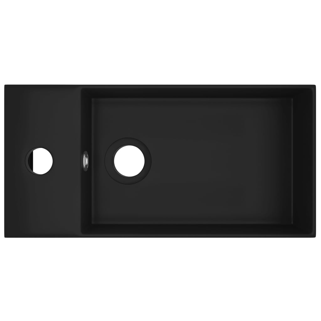 Lavandino con Troppopieno in Ceramica Nero Opaco - homemem39
