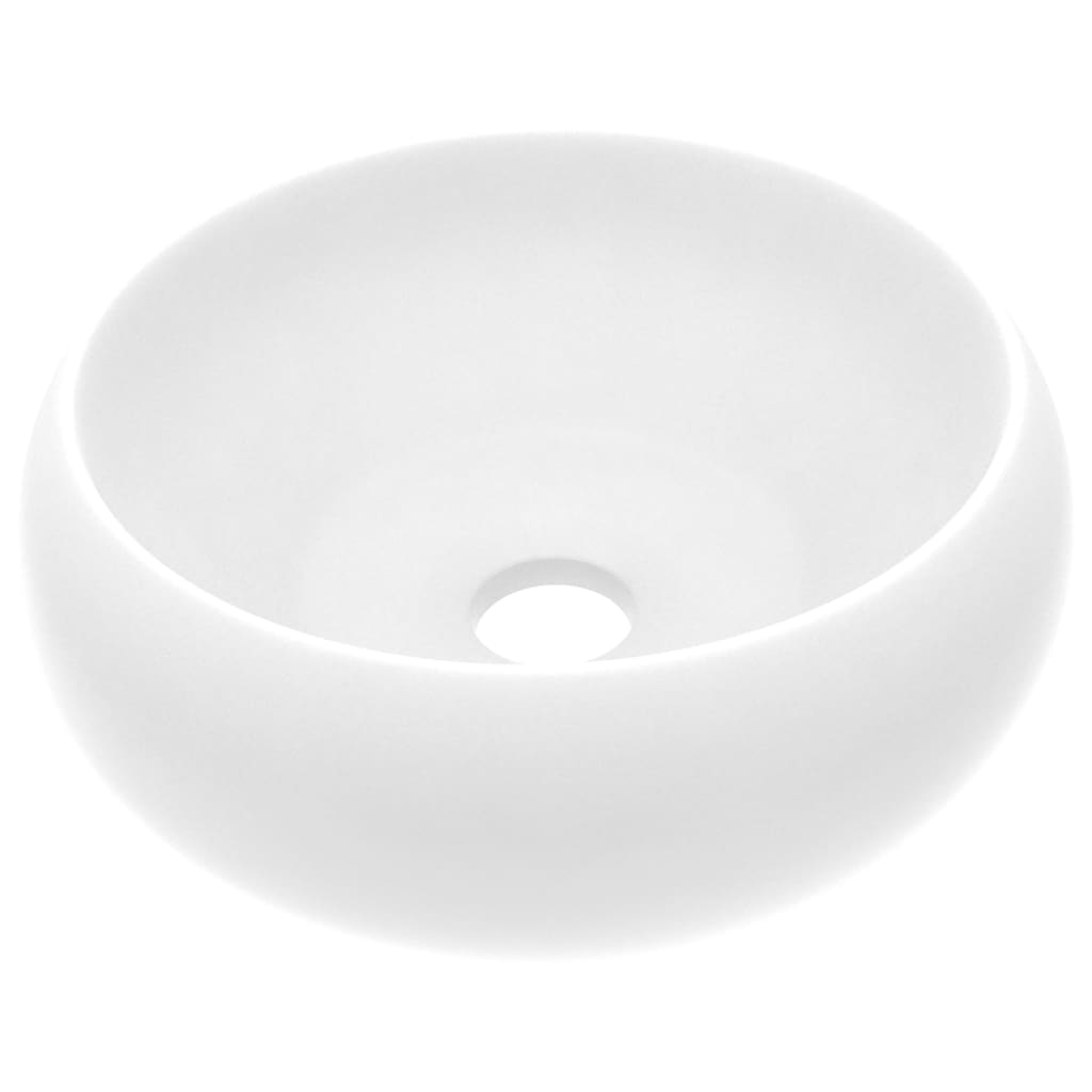 Luxury Round Sink in Matt White 40x15 cm in Ceramic