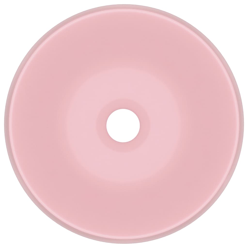 Lavandino Lusso Rotondo Rosa Opaco 40x15 cm in Ceramica - homemem39
