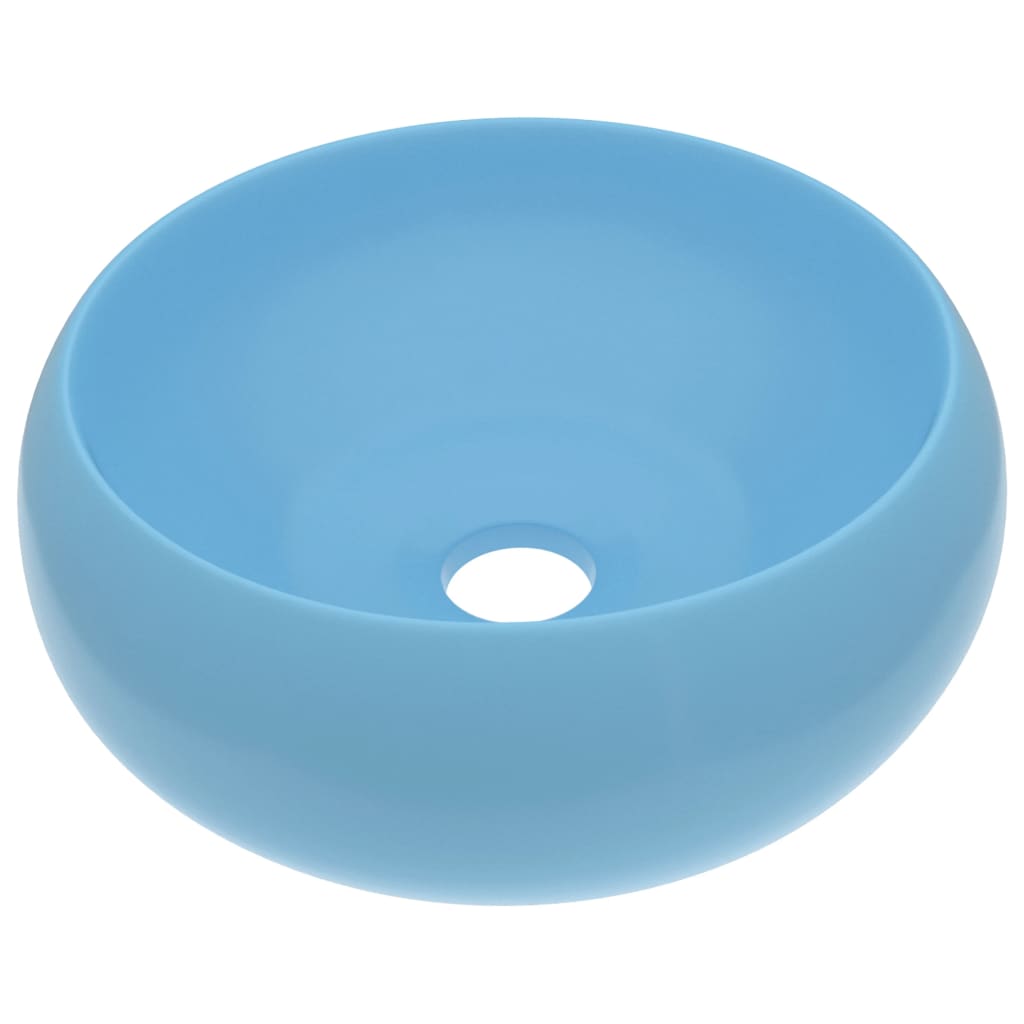 Lavandino Lusso Rotondo Azzurro Opaco 40x15 cm in Ceramica - homemem39