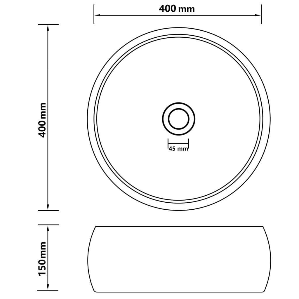 Lavandino Lusso Rotondo Blu Scuro Opaco 40x15 cm in Ceramica