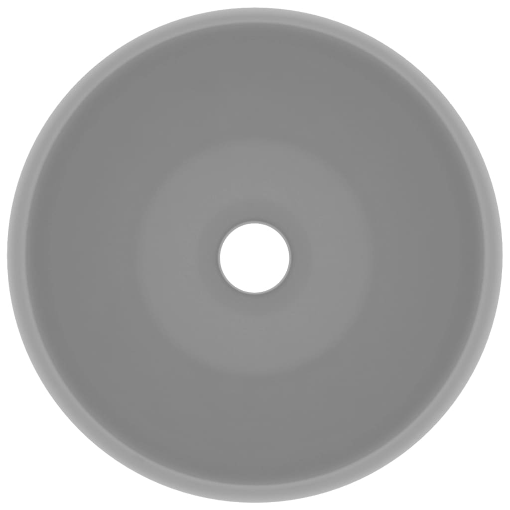Lavandino Lusso Rotondo Grigio Chiaro Opaco 40x15cm in Ceramica - homemem39